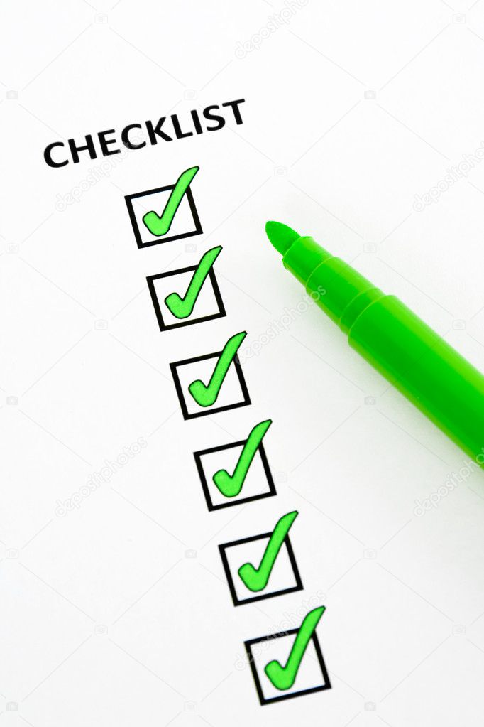 Checklist con segni di spunta